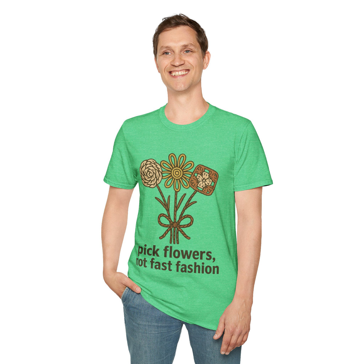 "Pick Flowers Not Fast Fashion" Eco Tee | Botanical Sustainable T-Shirt - Trending Now - September 2026