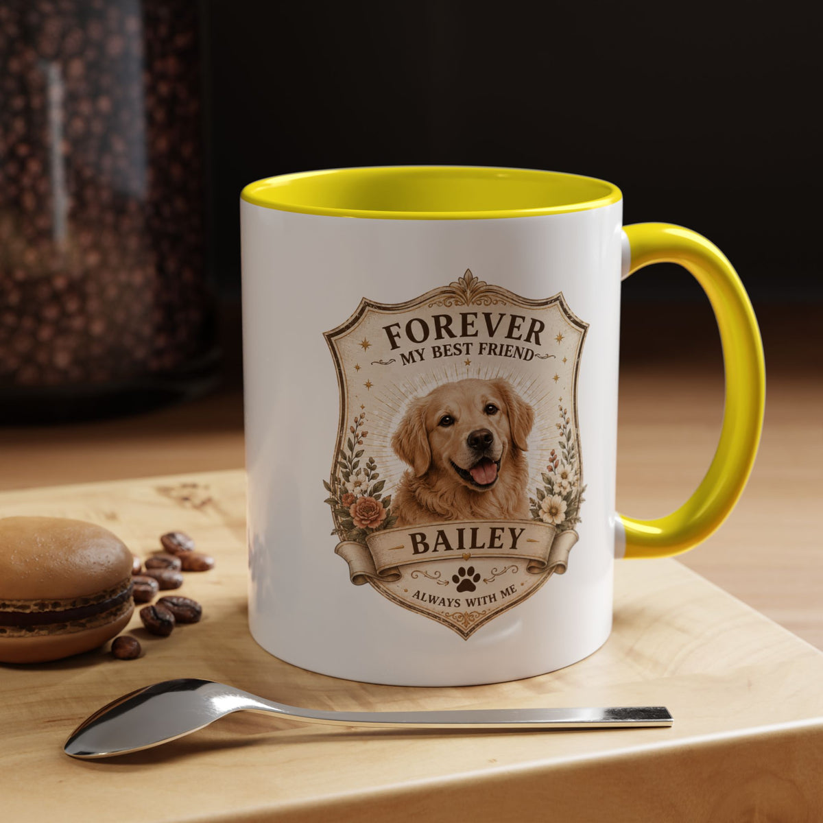 Milo Bailey Dog Dad Mom Golden Retriever Memorial Coffee Mug – “Forever My Best Friend” Personalized Dog Tribute