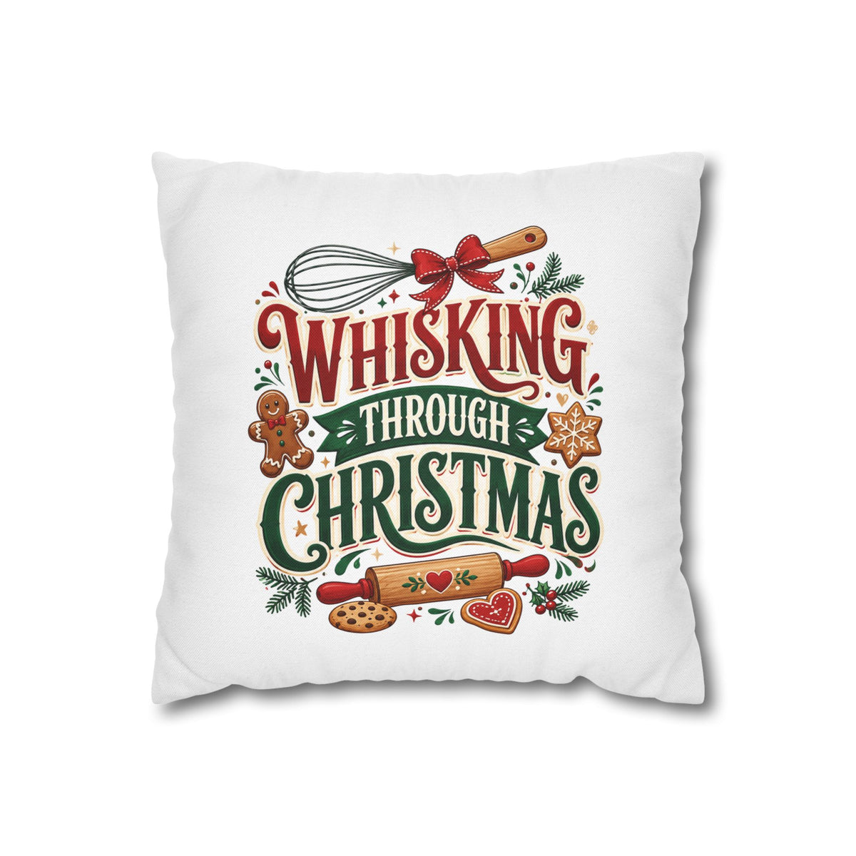Christmas Whisking Through Christmas Spun Polyester Square Pillowcase