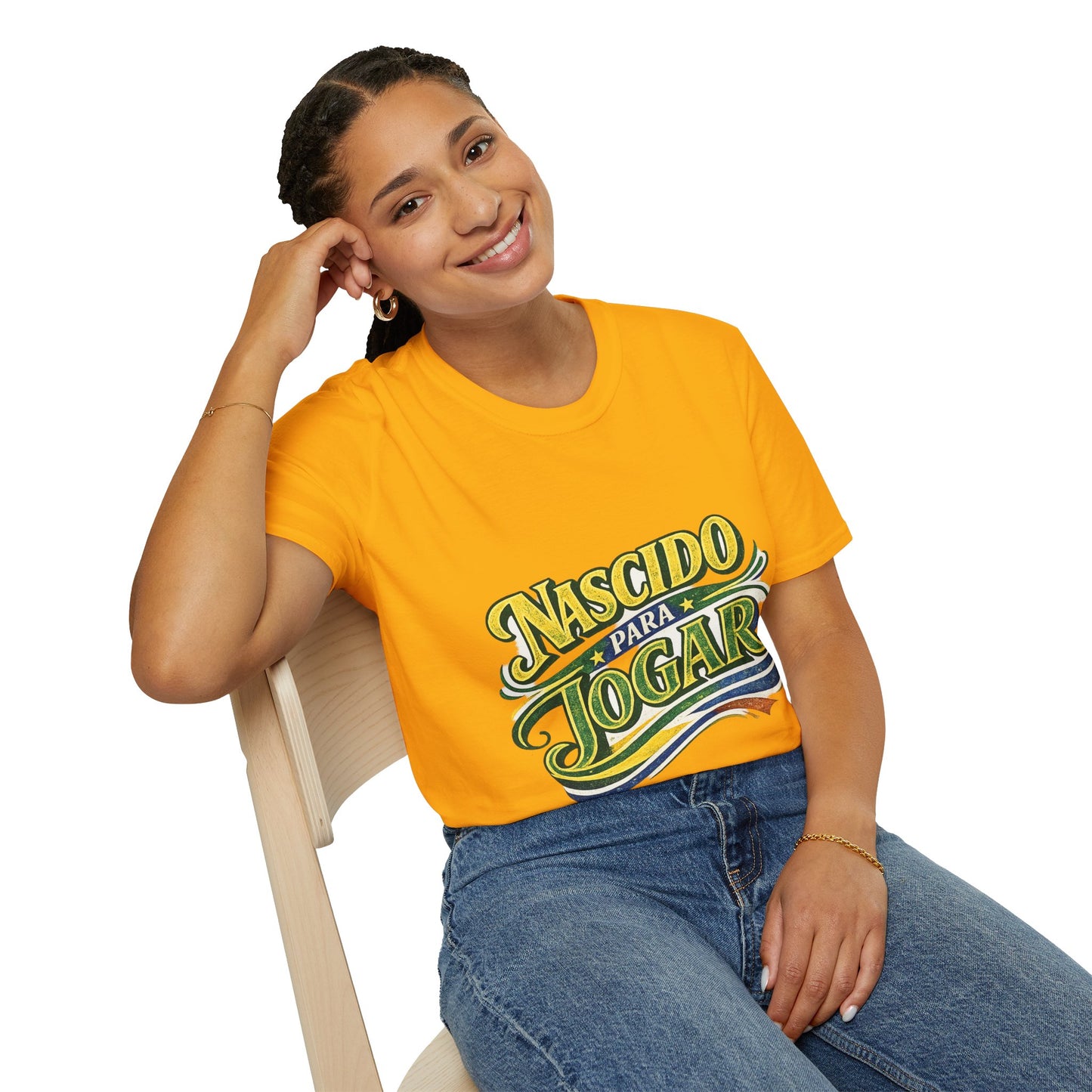 Brazil T‑Shirt — Nascido Para Jogar Vintage Brazilian Soccer Graphic Tee