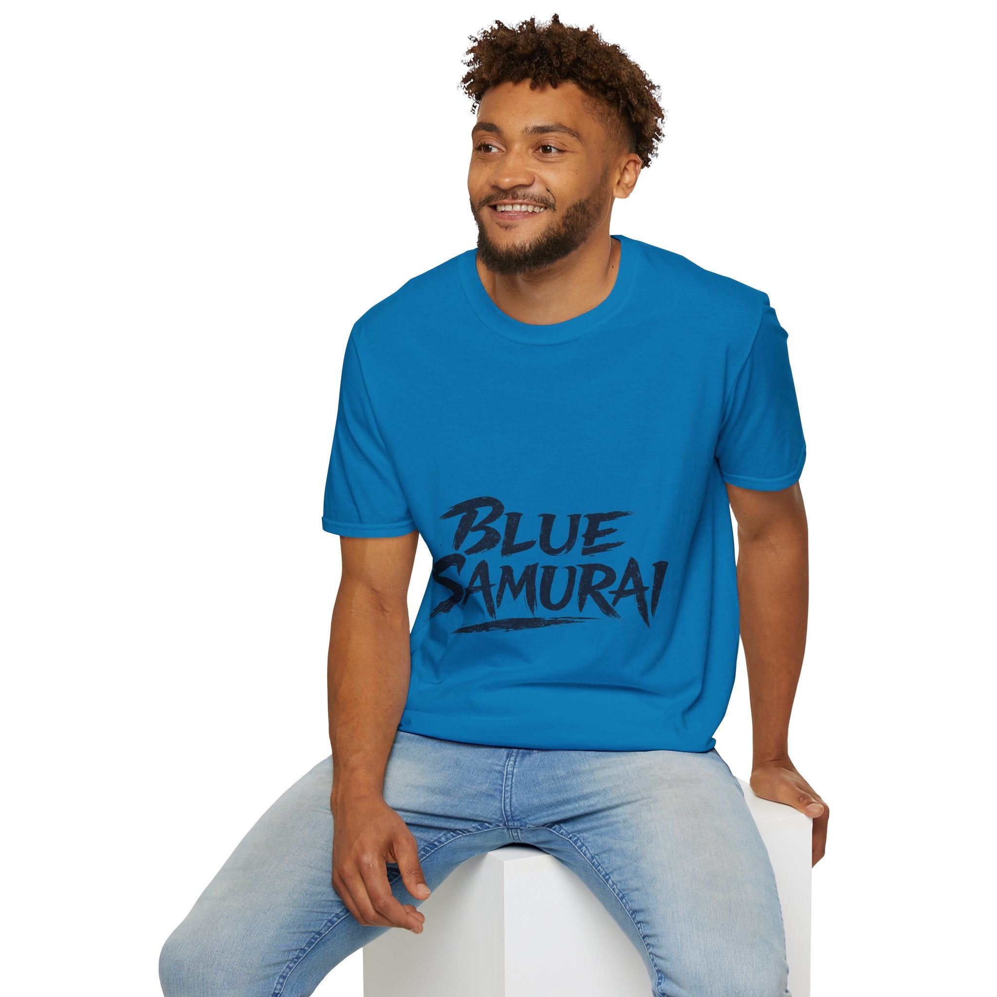 Japan Blue Samurai T-Shirt — Bold Brushstroke Graphic Tee