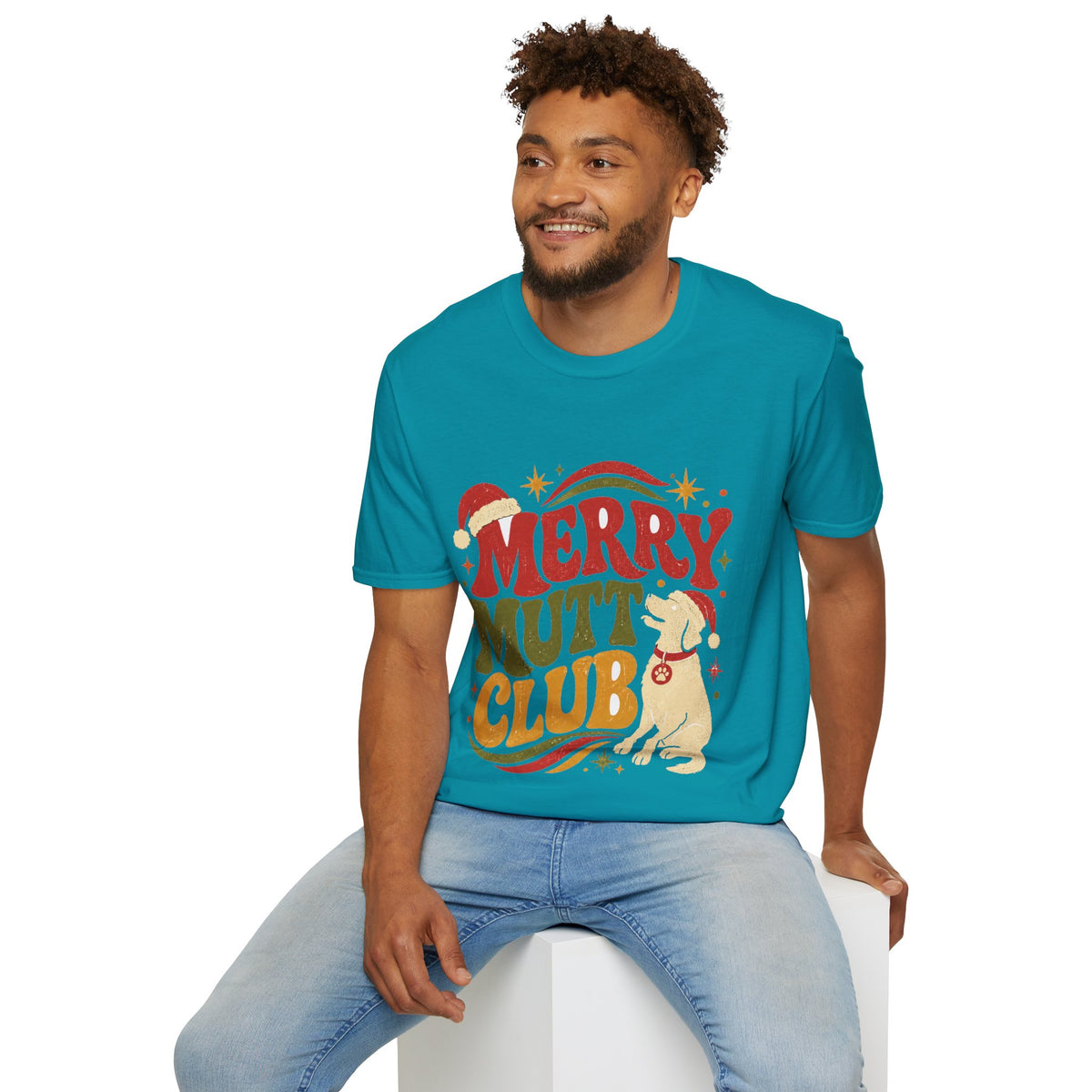 Merry Mutt Club T-Shirt — Retro Christmas Dog Lover Tee