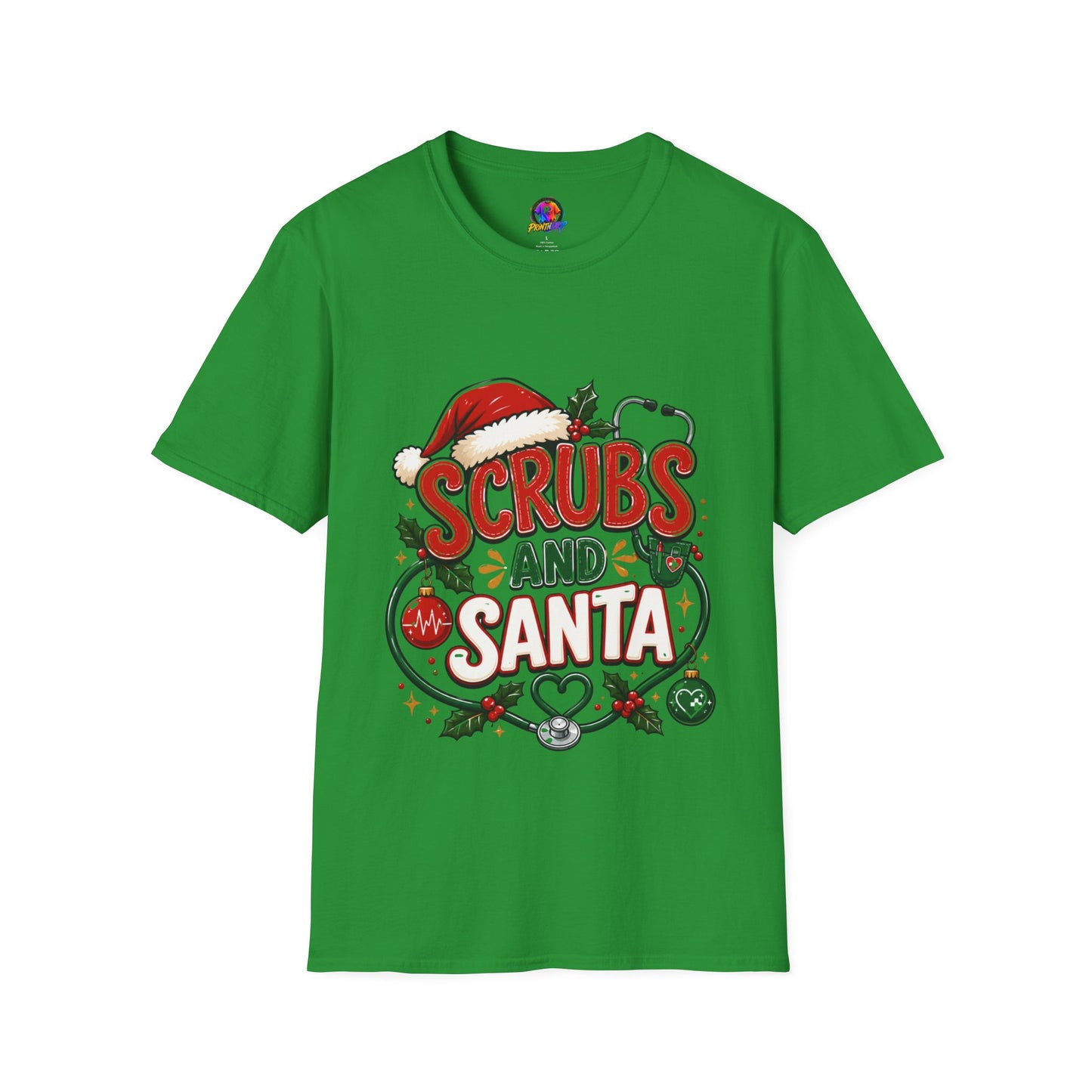 Scrubs and Santa Christmas Tee — Funny Nurse Holiday T-Shirt