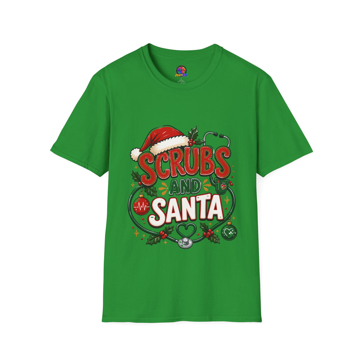Scrubs and Santa Christmas Tee — Funny Nurse Holiday T-Shirt