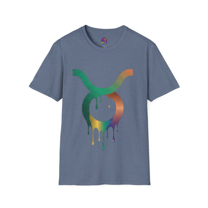Taurus Drip Graphic Tee — Rainbow Zodiac Bull Shirt