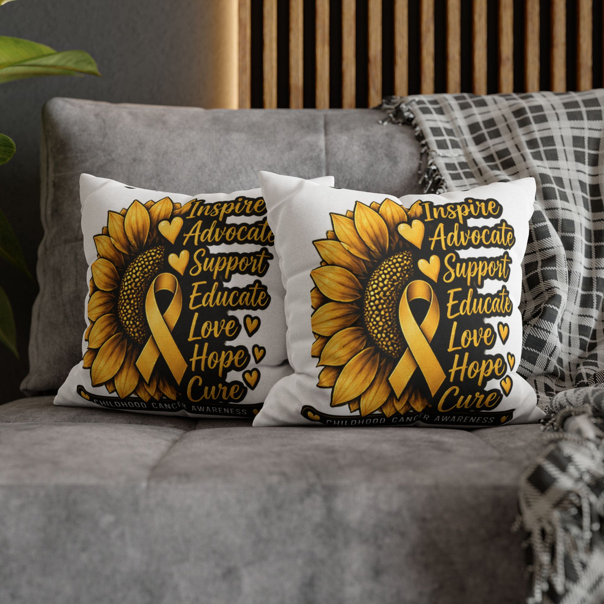Childhood Cancer Awareness Sunflower Support Pillowcase