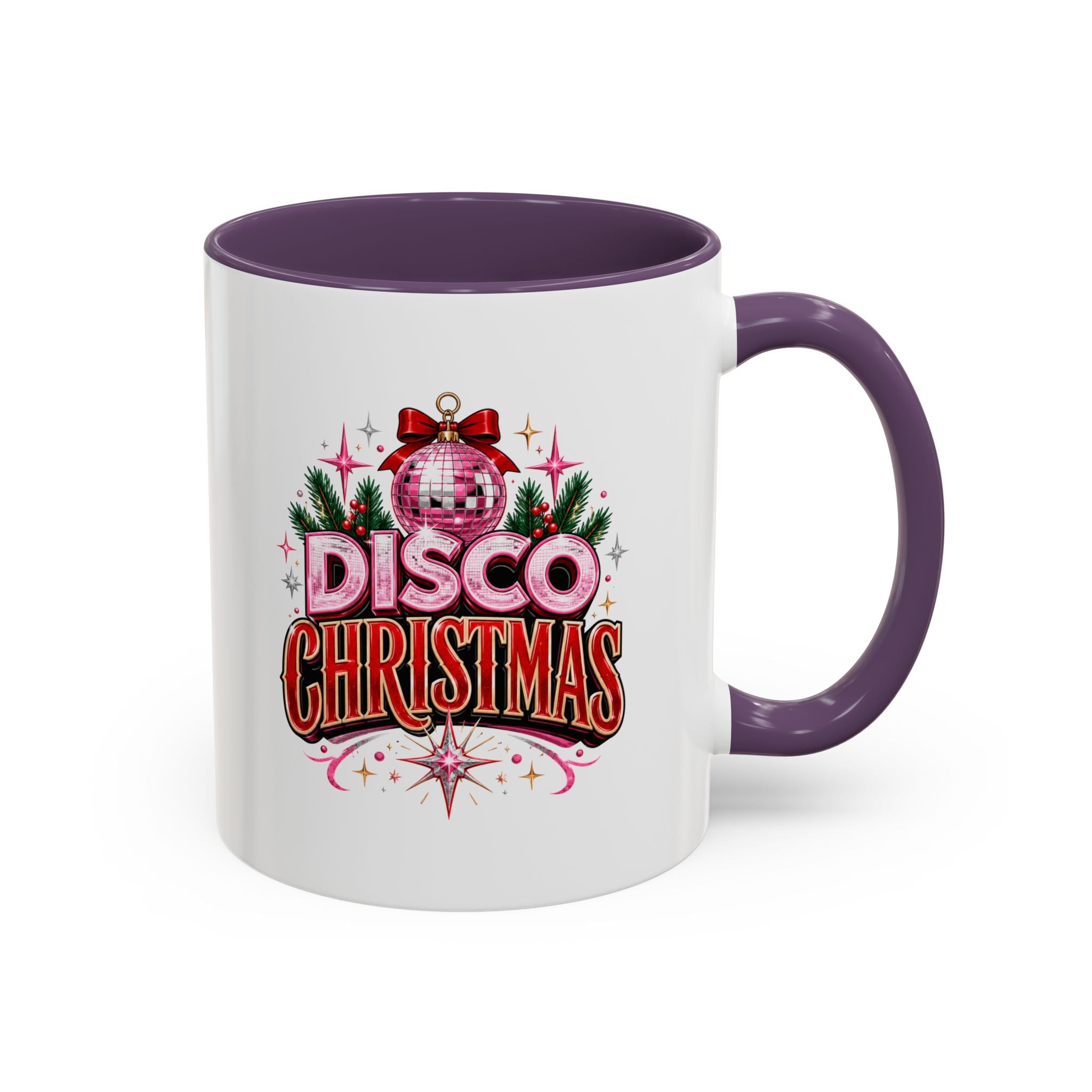 Disco Christmas Coffee Mug — Retro Holiday Disco Ball Christmas Tree Accent Mug