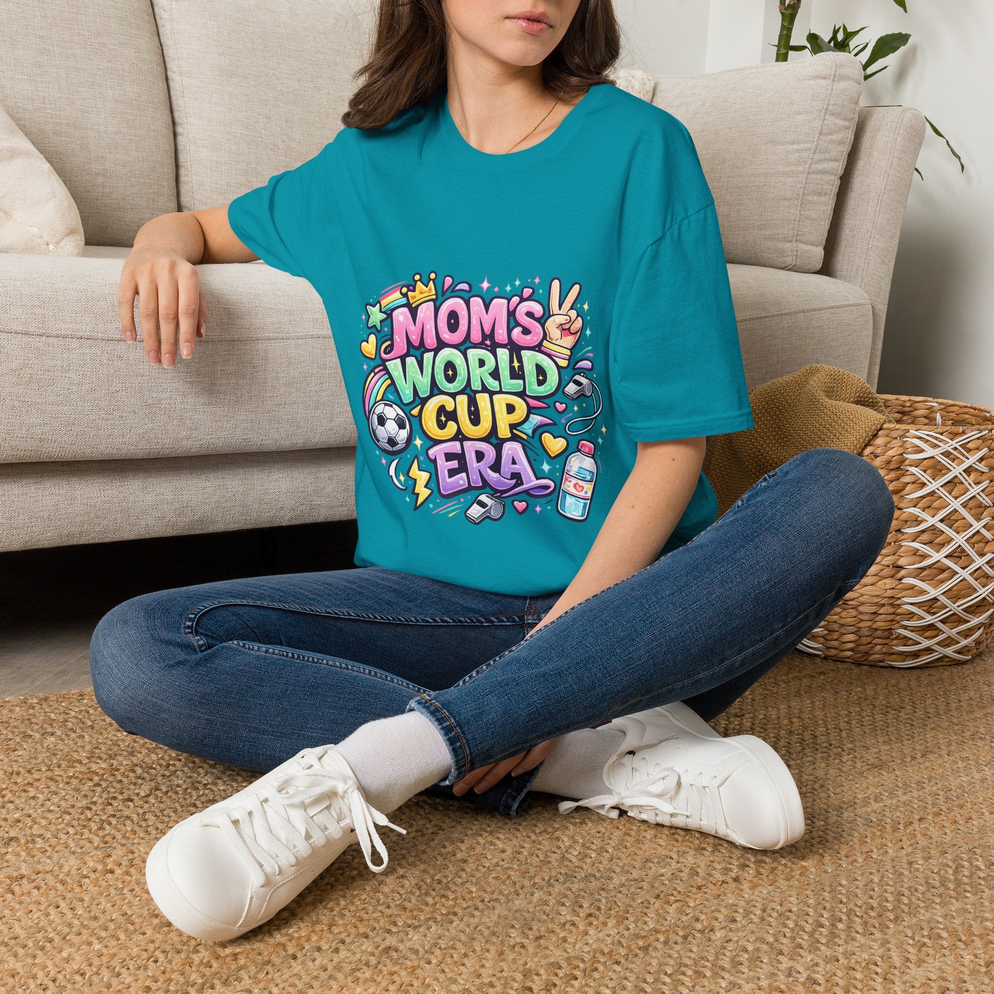 Girls Kids Mom's World Cup Era T‑Shirt — Playful Soccer Mom Tee