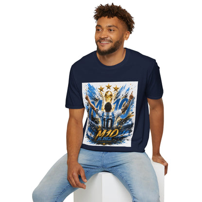 Argentna  Soccer M10 Champion T-Shirt — Gold Trophy & Stars Football Fan Tee