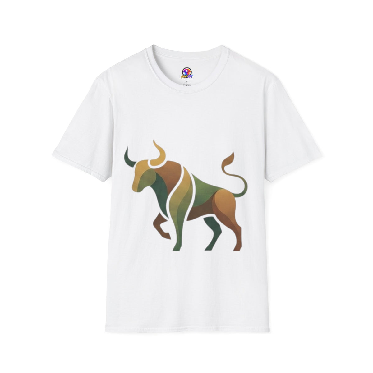 Bull Graphic T-Shirt — Earth Tone Geometric Taurus Design