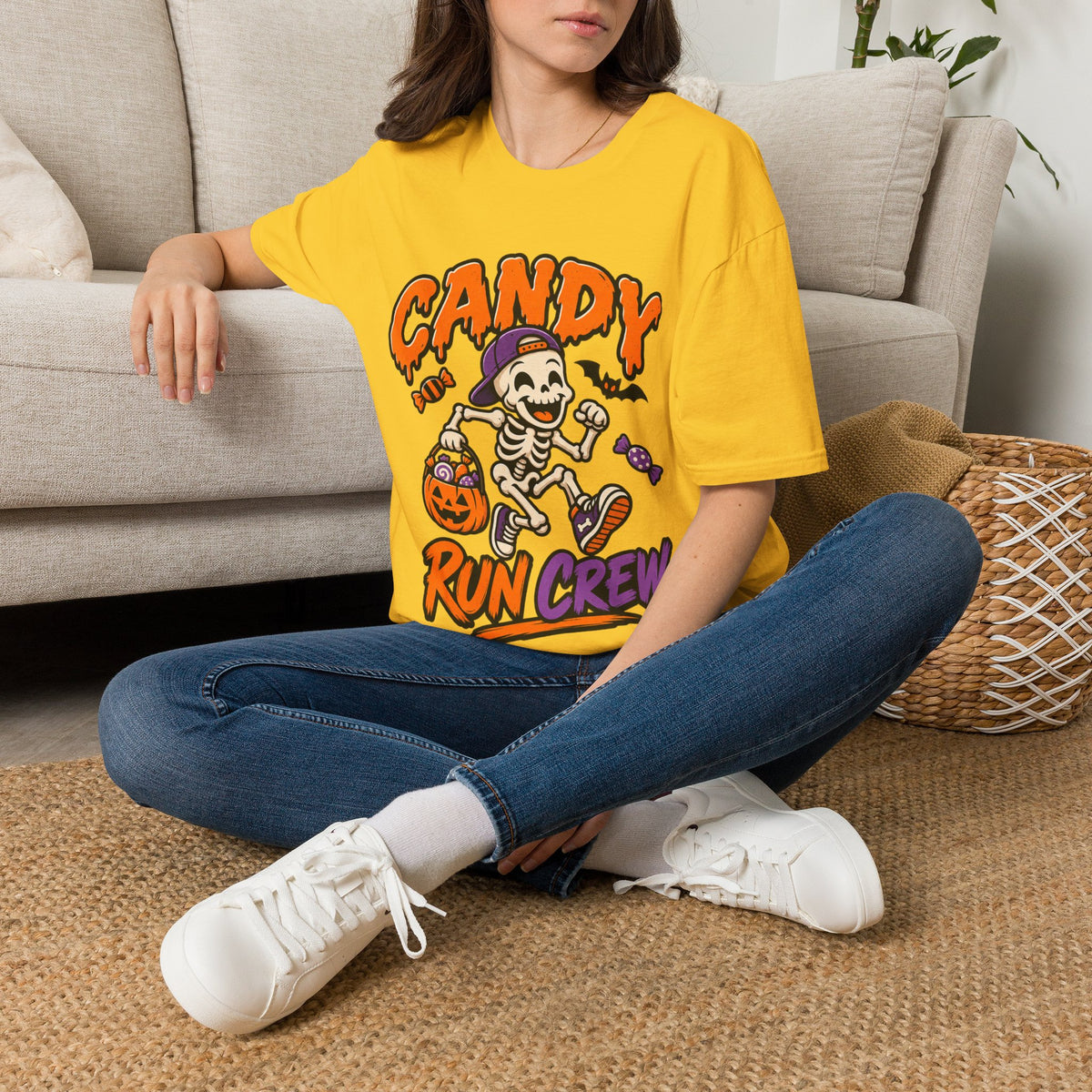 Candy Run Crew T-Shirt — Halloween Skeleton Trick-or-Treat Tee