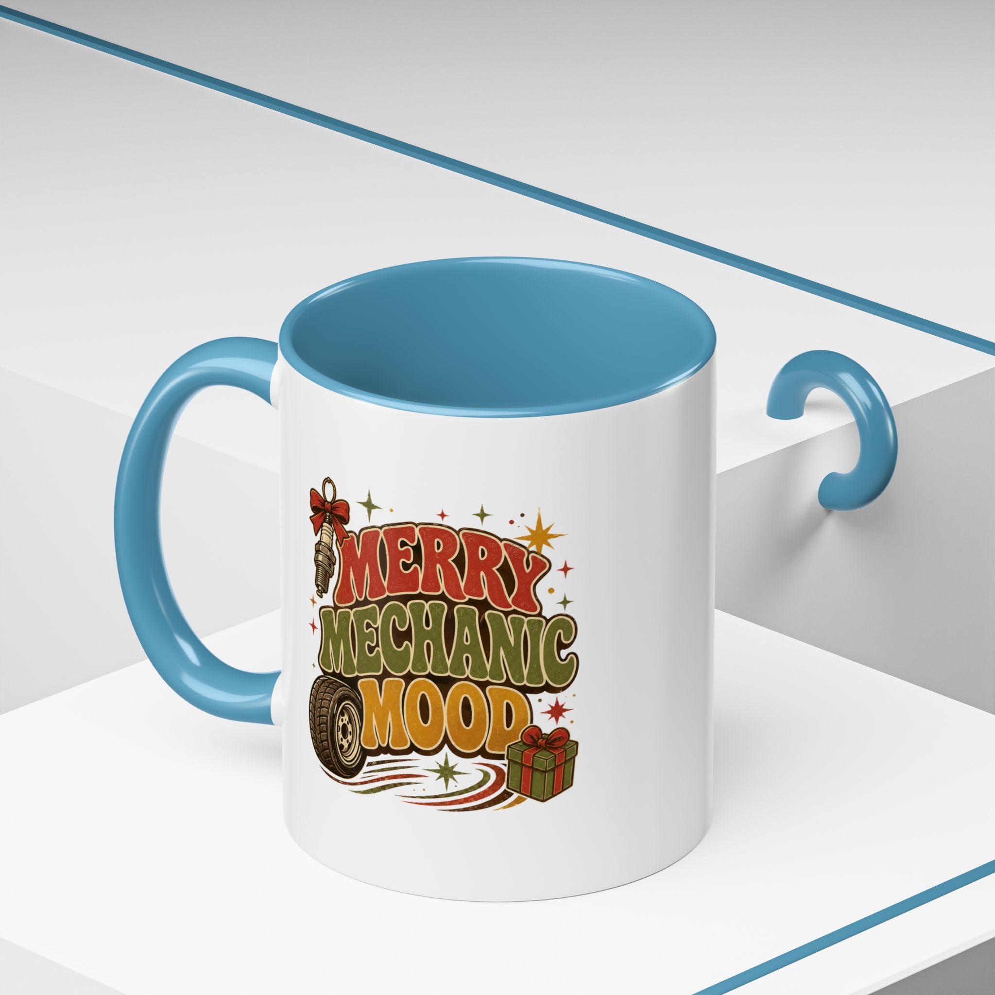 Modern Day Christmas Merry Mechanic Mood Coffee Mug — Holiday Auto Mechanic Gift