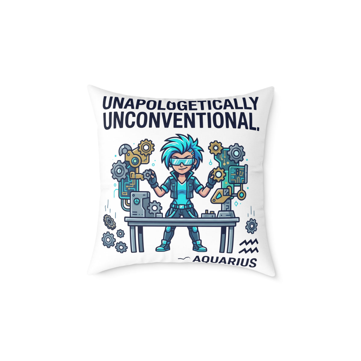 Aquarius Zodiac Unapologetically Unconventional Square Poly Canvas Pillow