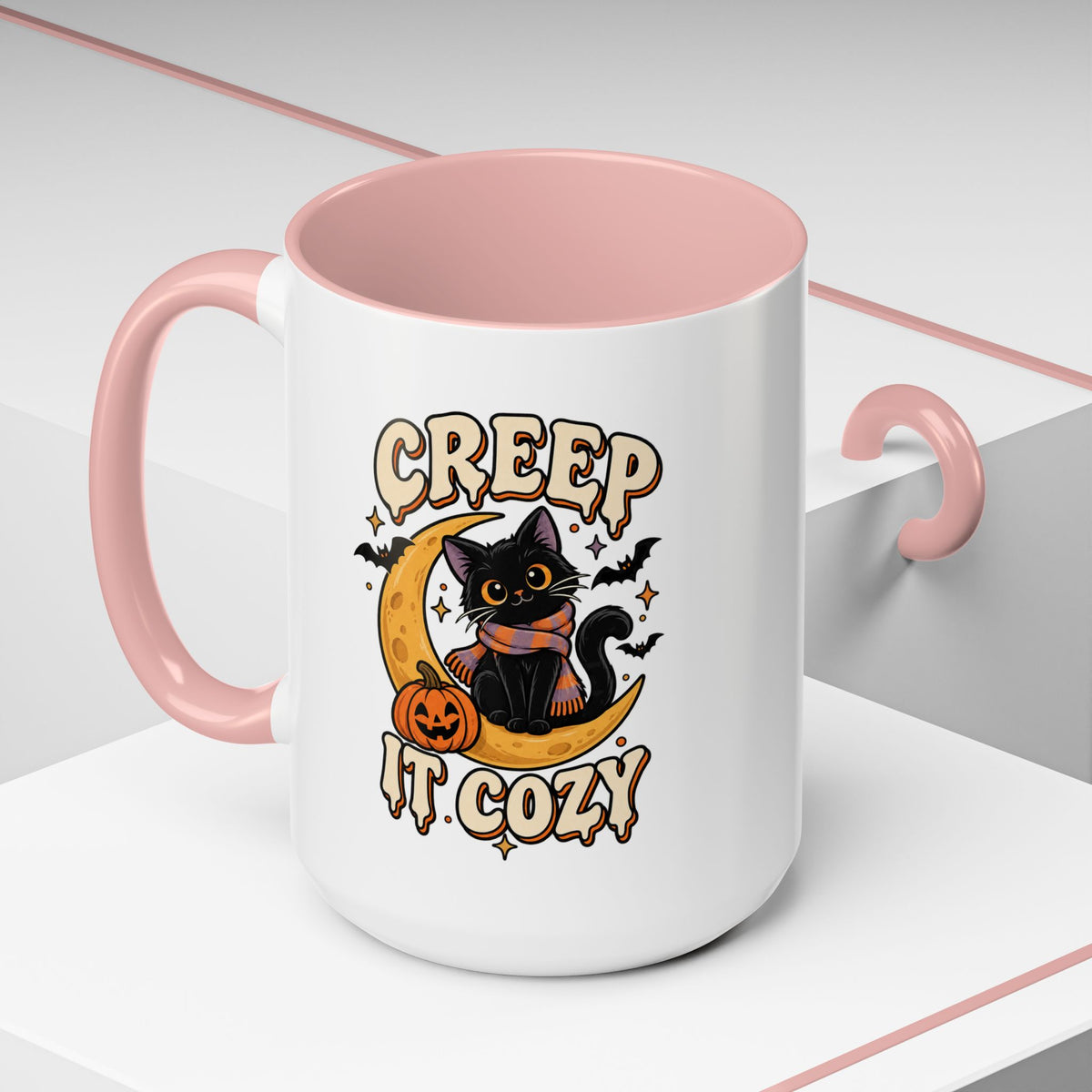 Creepy It Cozy Black Cat Halloween Accent Coffee Mug (11/15oz)