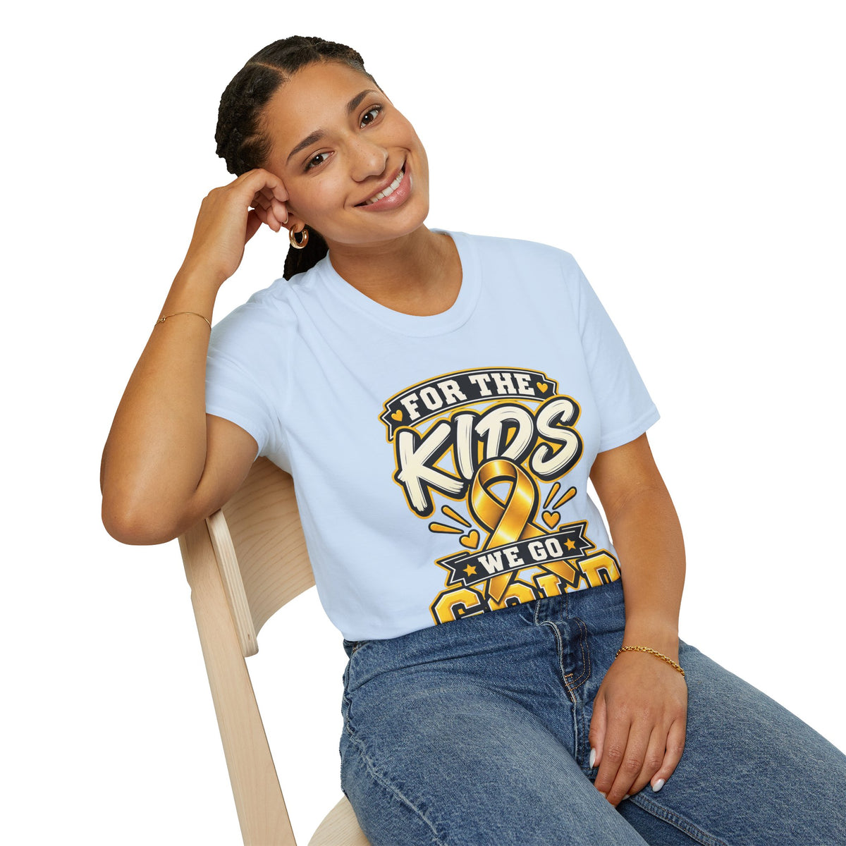 Kids Childhood Cancer Awareness T-Shirt — "For the Kids We Go Gold"