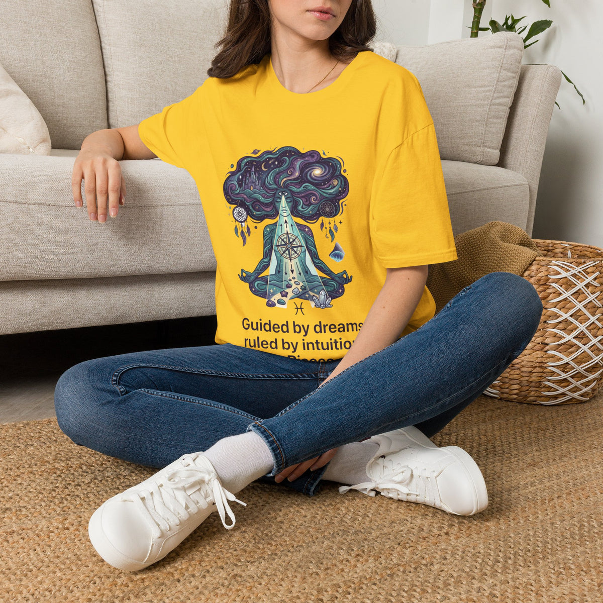 Dreamy Meditation T-Shirt — 'Guided by dreams, ruled by intuition' Spiritual Art Tee