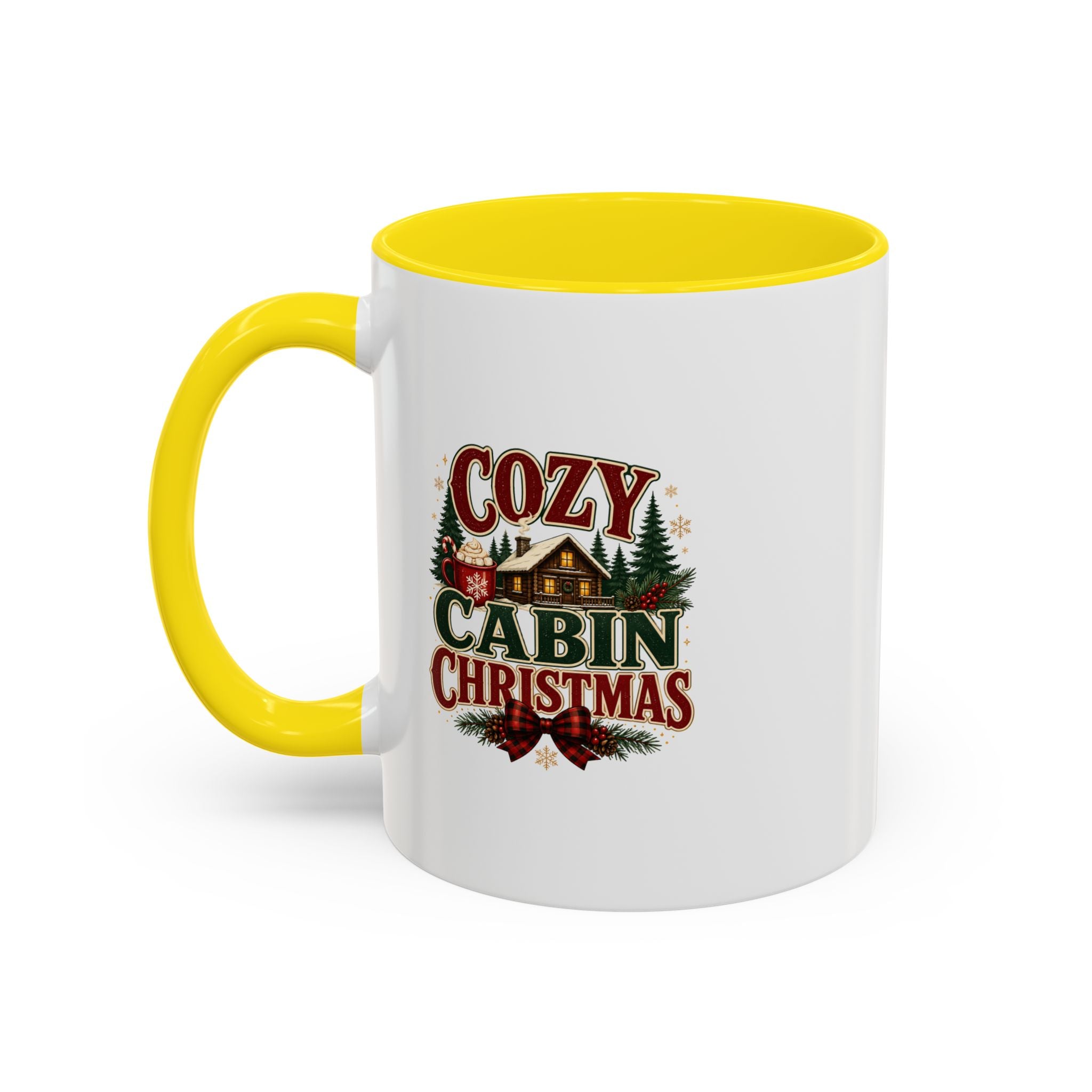 Cozy Cabin Christmas Accent Coffee Mug – Holiday Cabin Coffee Cup
