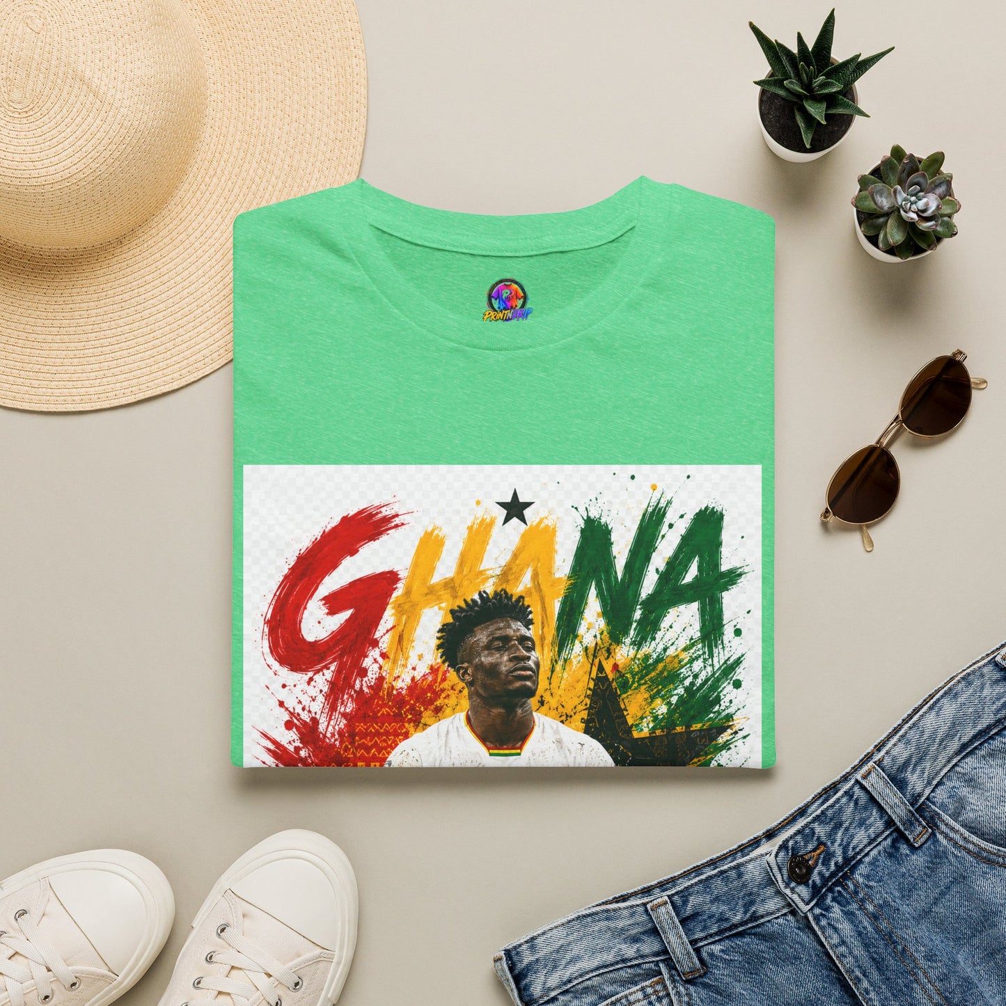 Ghana Football Player Graphic T-Shirt — Ghana Colors & Kudus Print