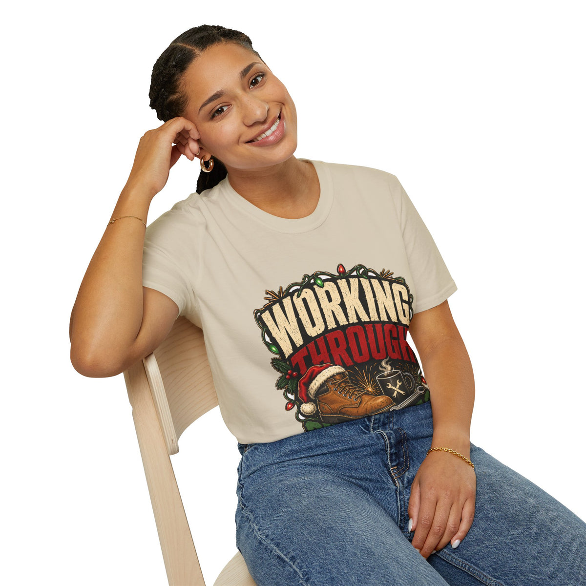 Working Through Christmas T-Shirt — Funny Holiday Nurse/Worker Gift