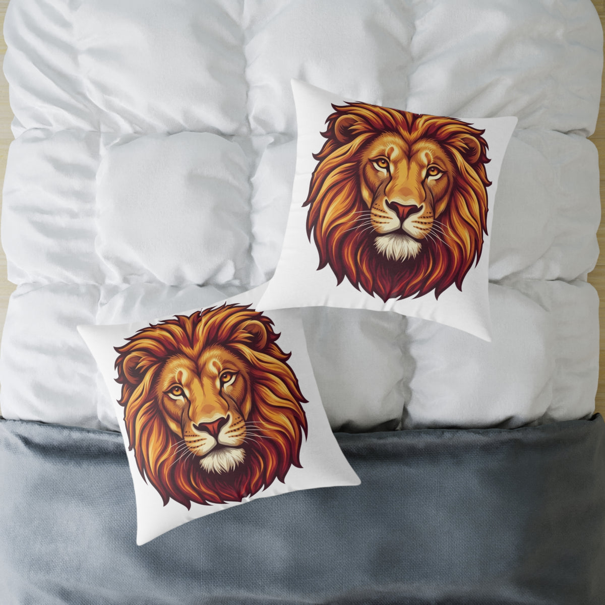 Leo Zodiac Lion Head Astrological Square Poly Canvas Pillow