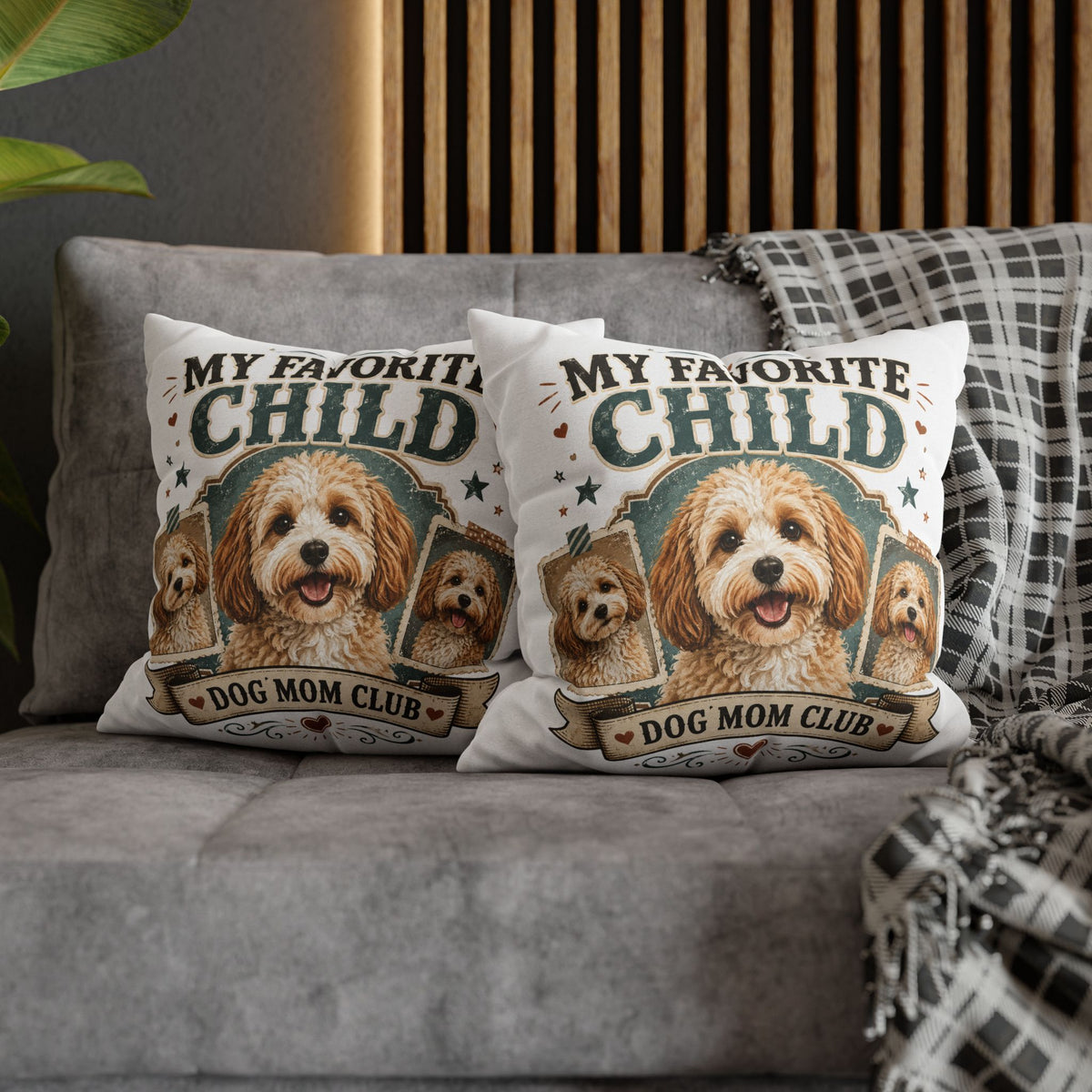 My Favorite Child Dog Mom Club Pillowcase Milo Bailey Dog Dad Mom - Cute Doodle Pet Throw Pillow Cover