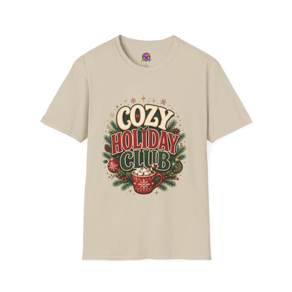 Cozy Holiday Club T-Shirt — Festive Christmas Cozy Cocoa Graphic Tee