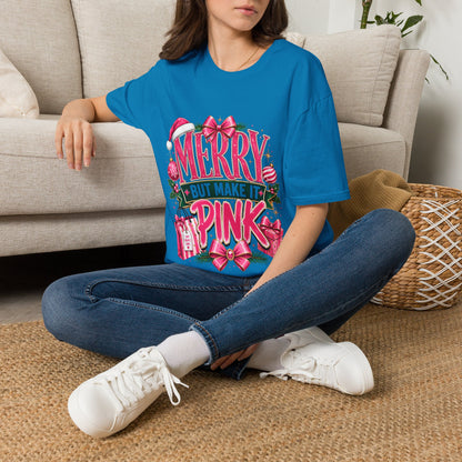 Christmas T-Shirt — "Merry But Make It Pink" Holiday Tee