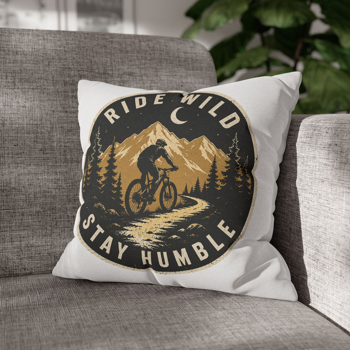 Ride Wild Stay Humble Mountain Biker Pillowcase Milo Bailey Dog Dad Mom
