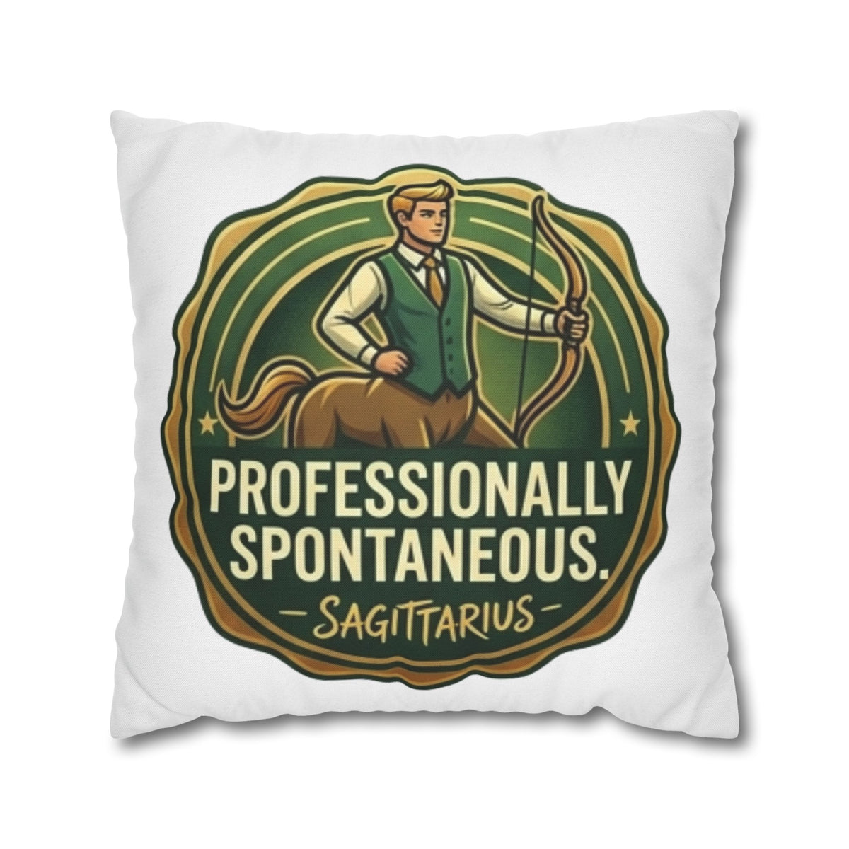 Sagittarius Pillowcase — "Professionally Spontaneous" Zodiac Decor