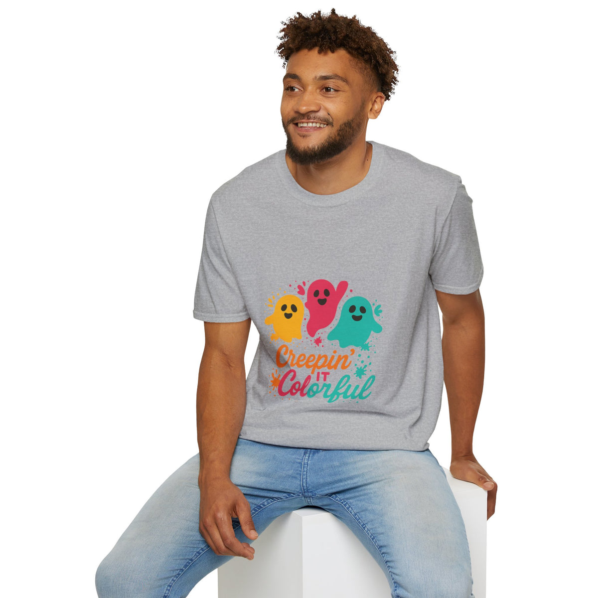 Colorful Creepin' Ghosts Tee — Cute Halloween Shirt - Trending Now - October 2026