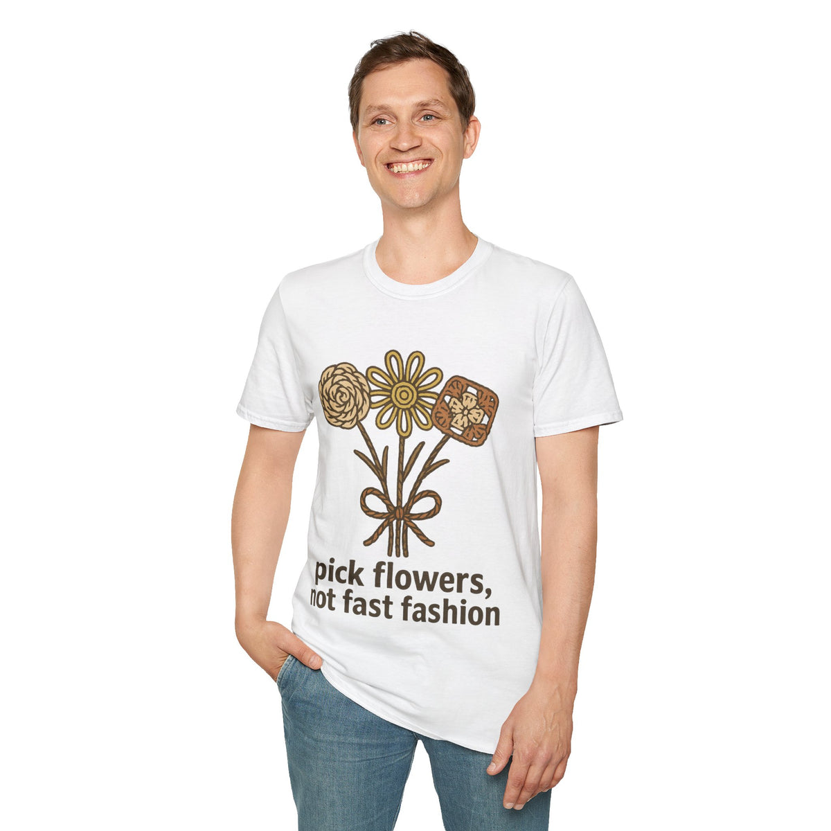 "Pick Flowers Not Fast Fashion" Eco Tee | Botanical Sustainable T-Shirt - Trending Now - September 2026