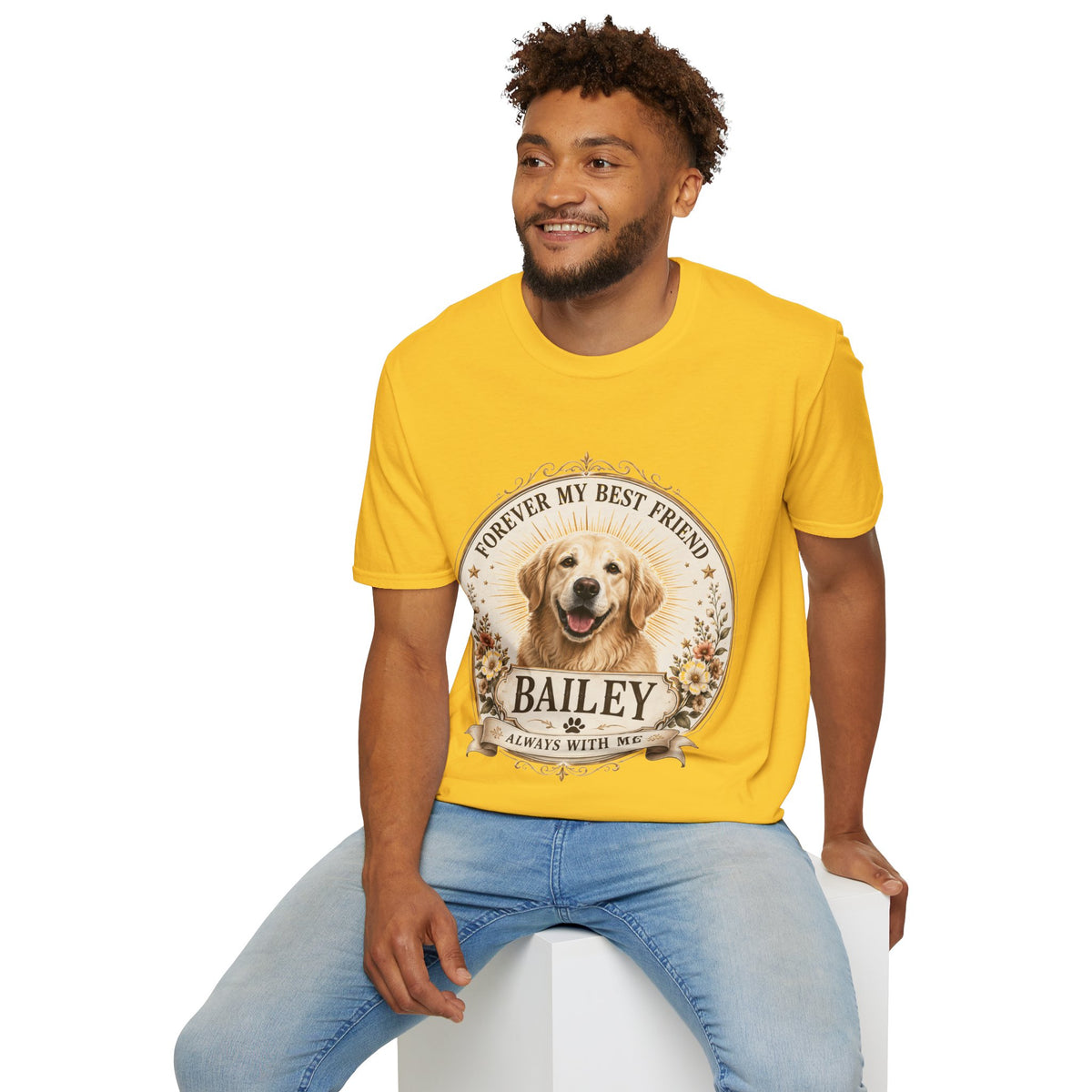 Dog Lover T-Shirt — “Forever My Best Friend” Personalized Golden Retriever Tee