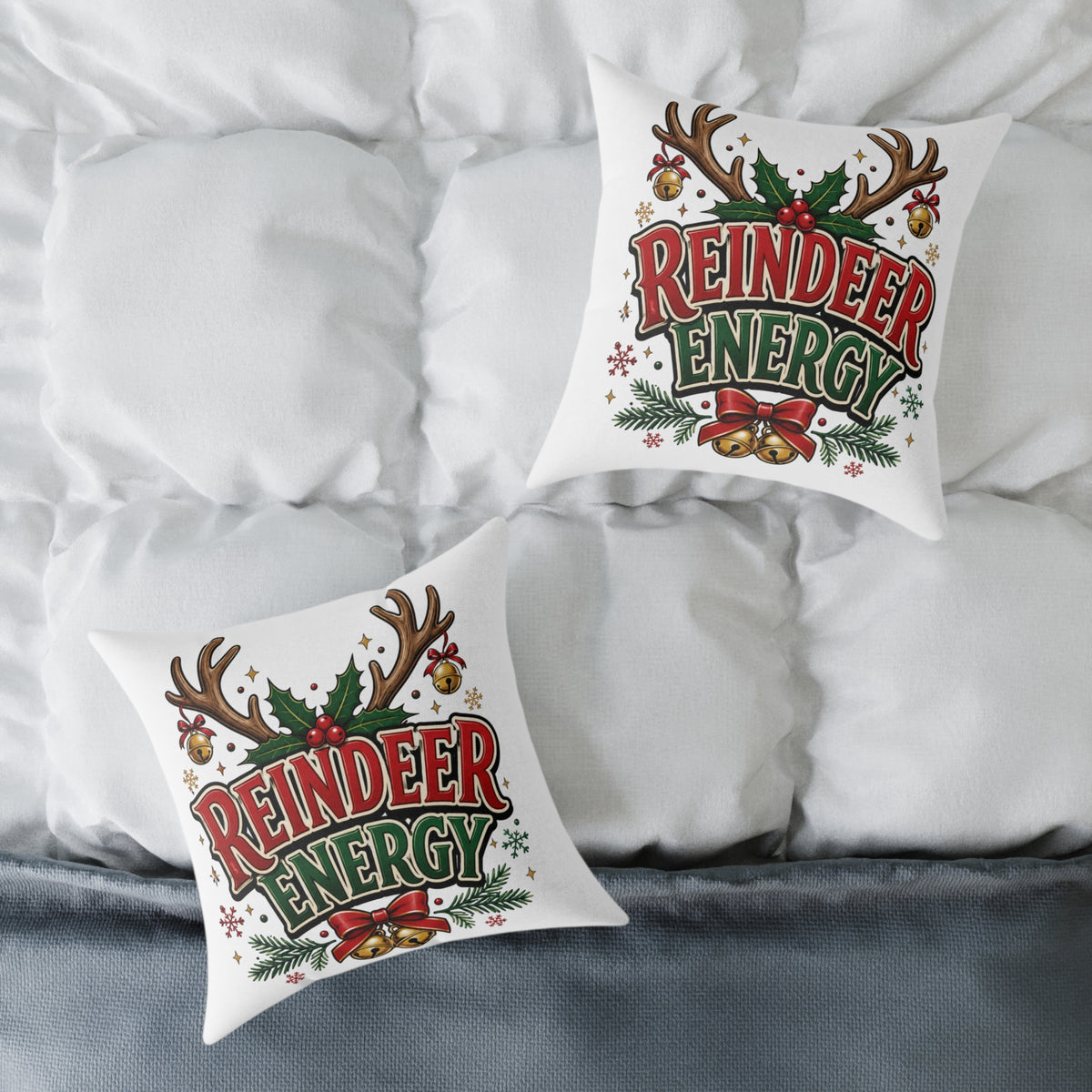 Reindeer Energy Christmas Throw Pillow