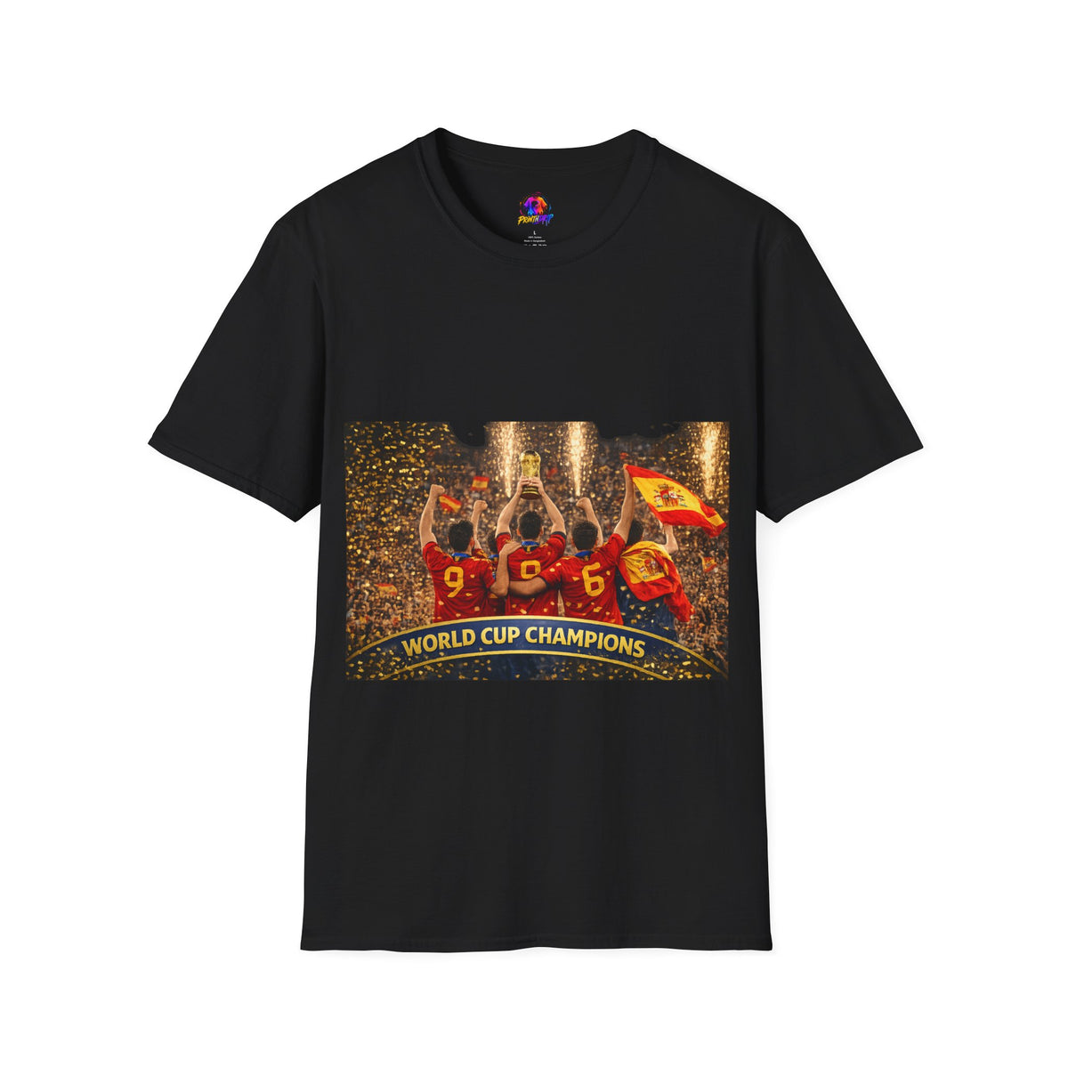 Spain World Cup Champions T‑Shirt — Soccer Trophy Celebration Tee