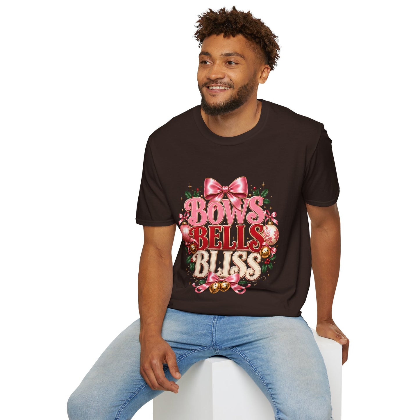 T-Shirt — Bows Bells Bliss Christmas Graphic Tee