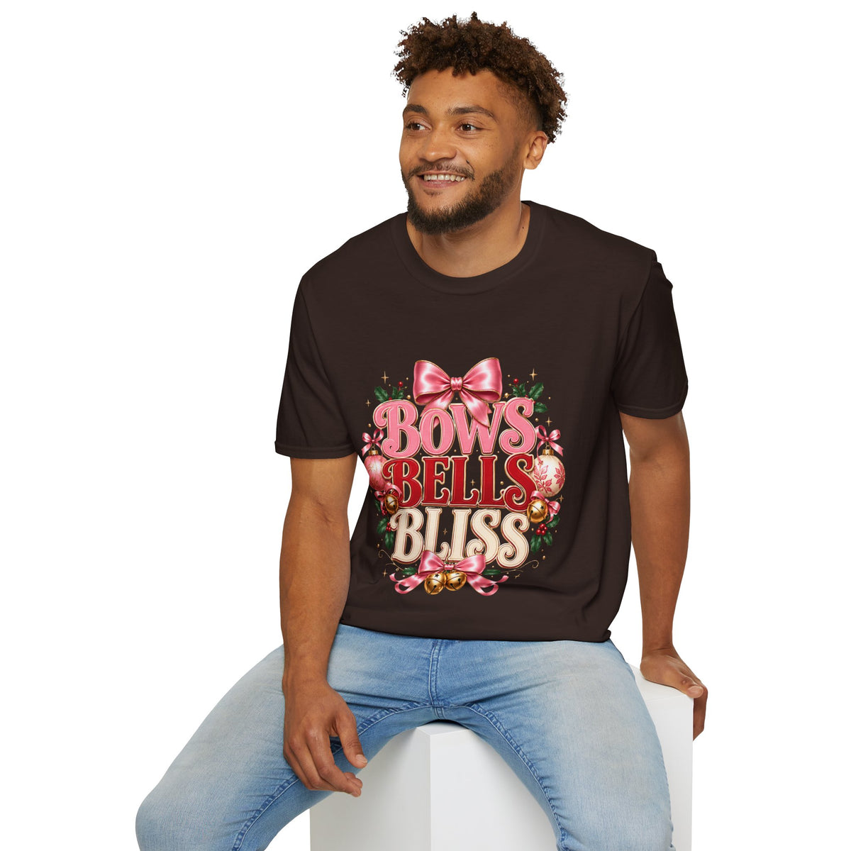 T-Shirt — Bows Bells Bliss Christmas Graphic Tee