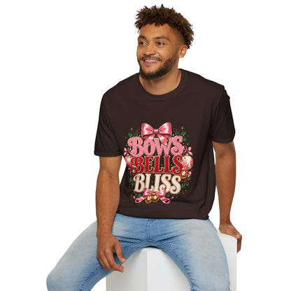 T-Shirt — Bows Bells Bliss Christmas Graphic Tee
