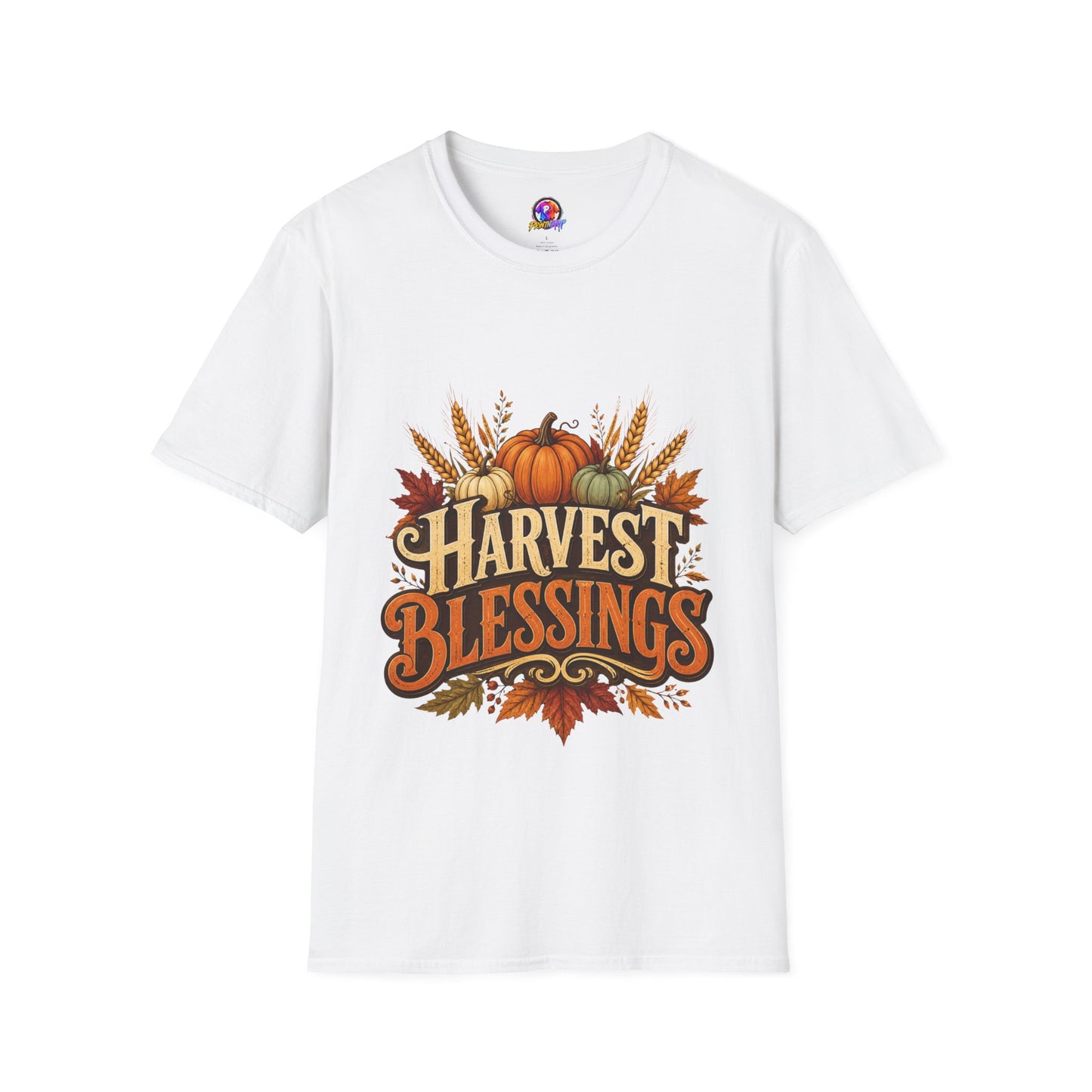 Harvest Blessings T-Shirt — Fall Pumpkin & Wheat Autumn Tee