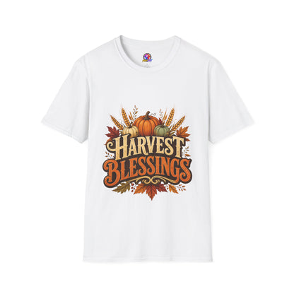 Harvest Blessings T-Shirt — Fall Pumpkin & Wheat Autumn Tee