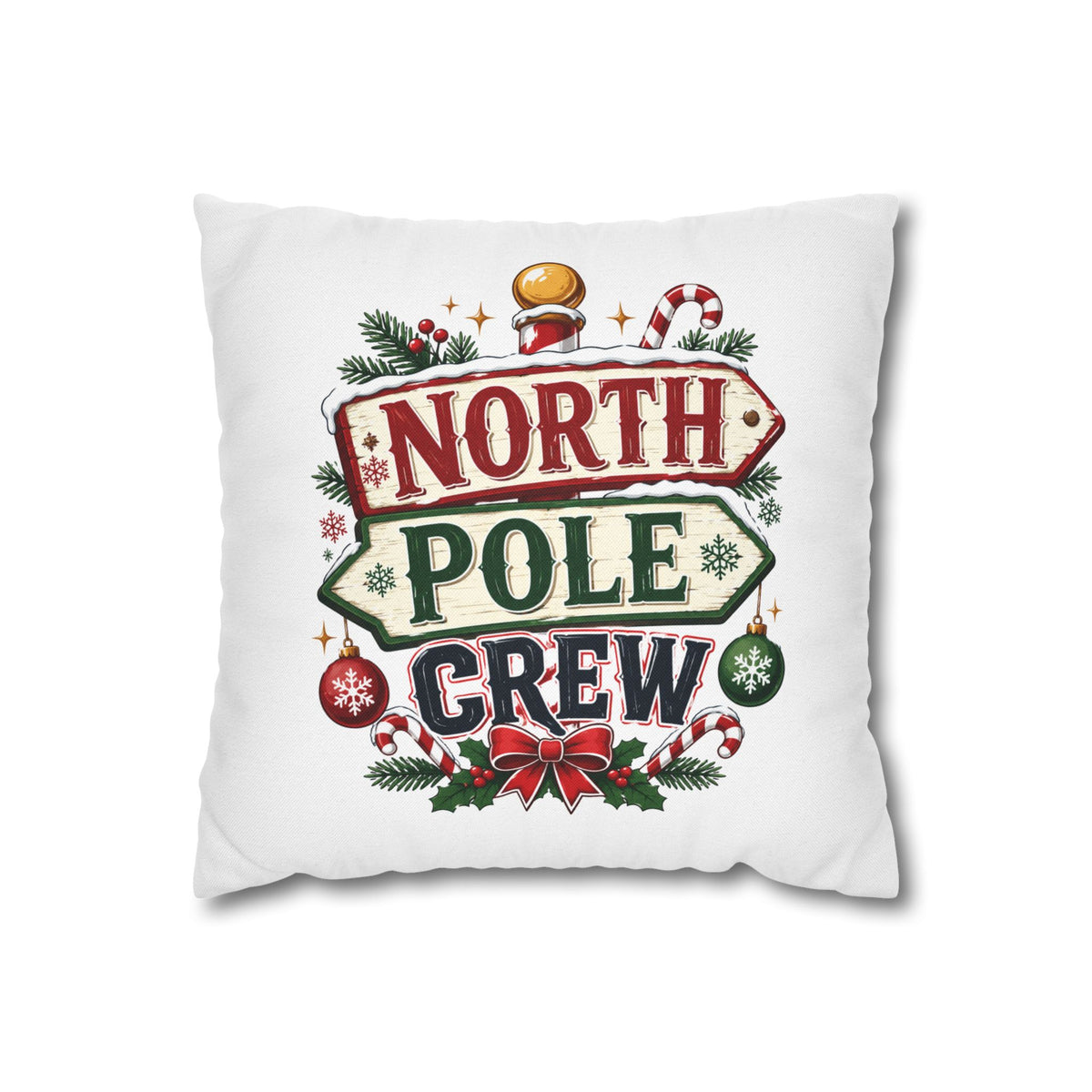 Christmas North Pole Crew Holiday Pillowcase — Christmas Decorative Throw Pillow
