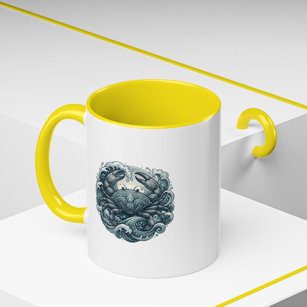 Cancer Zodiac Crab Ocean Crest Accent Coffee Mug