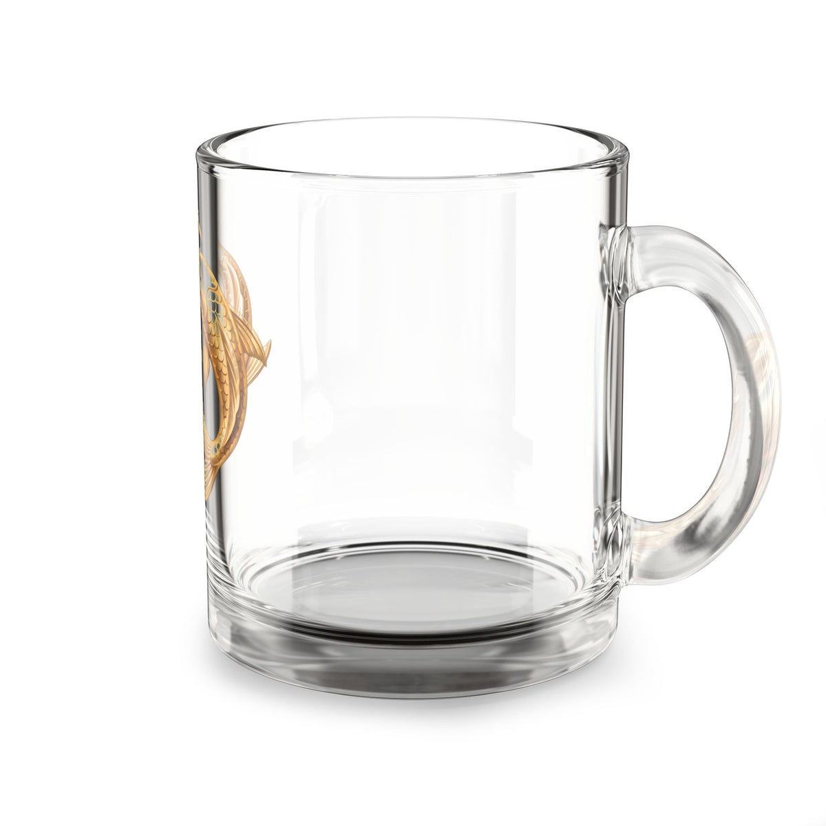 Pisces Zodiac Glass Mug — Gold Koi Fish 10oz