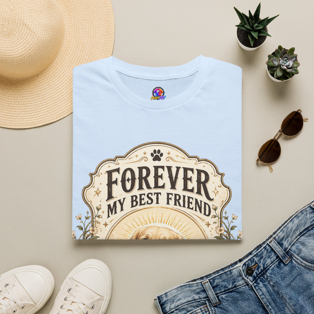 Dog Memorial T-Shirt — "Forever My Best Friend" Personalized Pet Tribute Tee