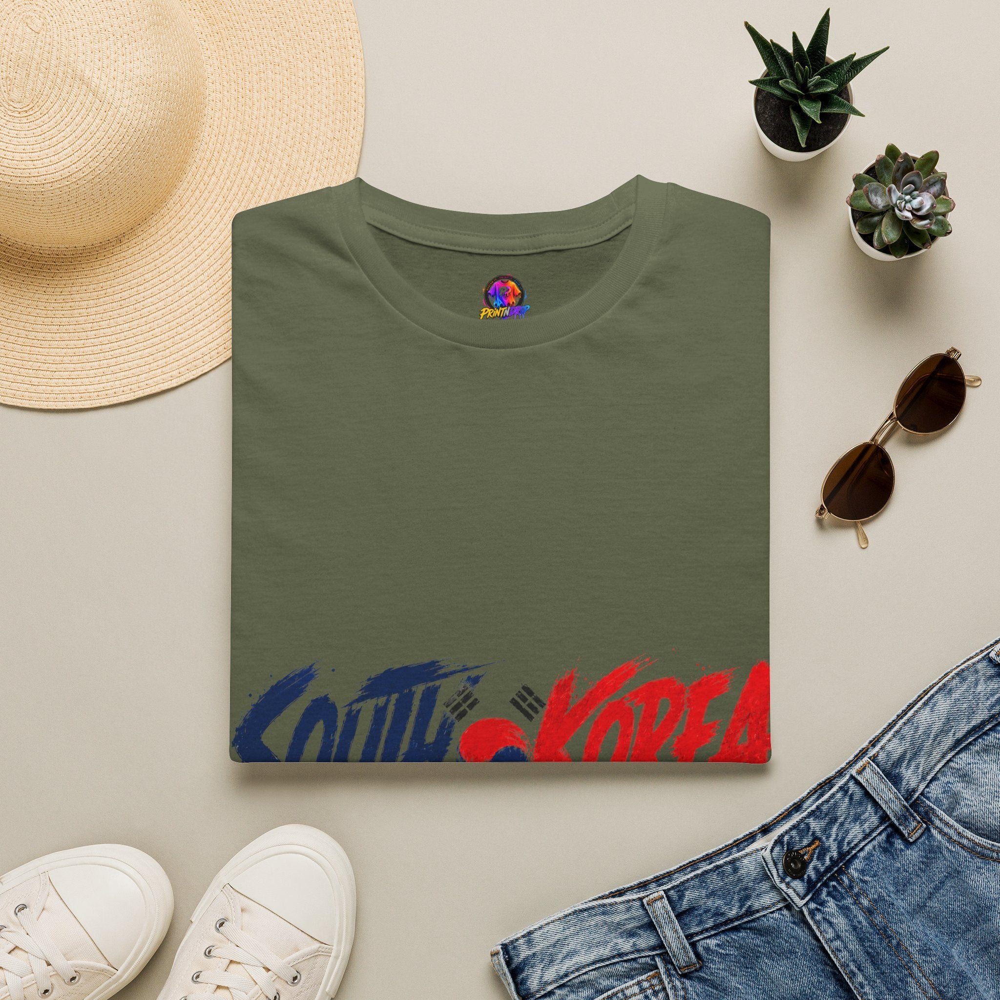 South Korea Flag Brushstroke T-Shirt — Patriotic Korean Travel Tee