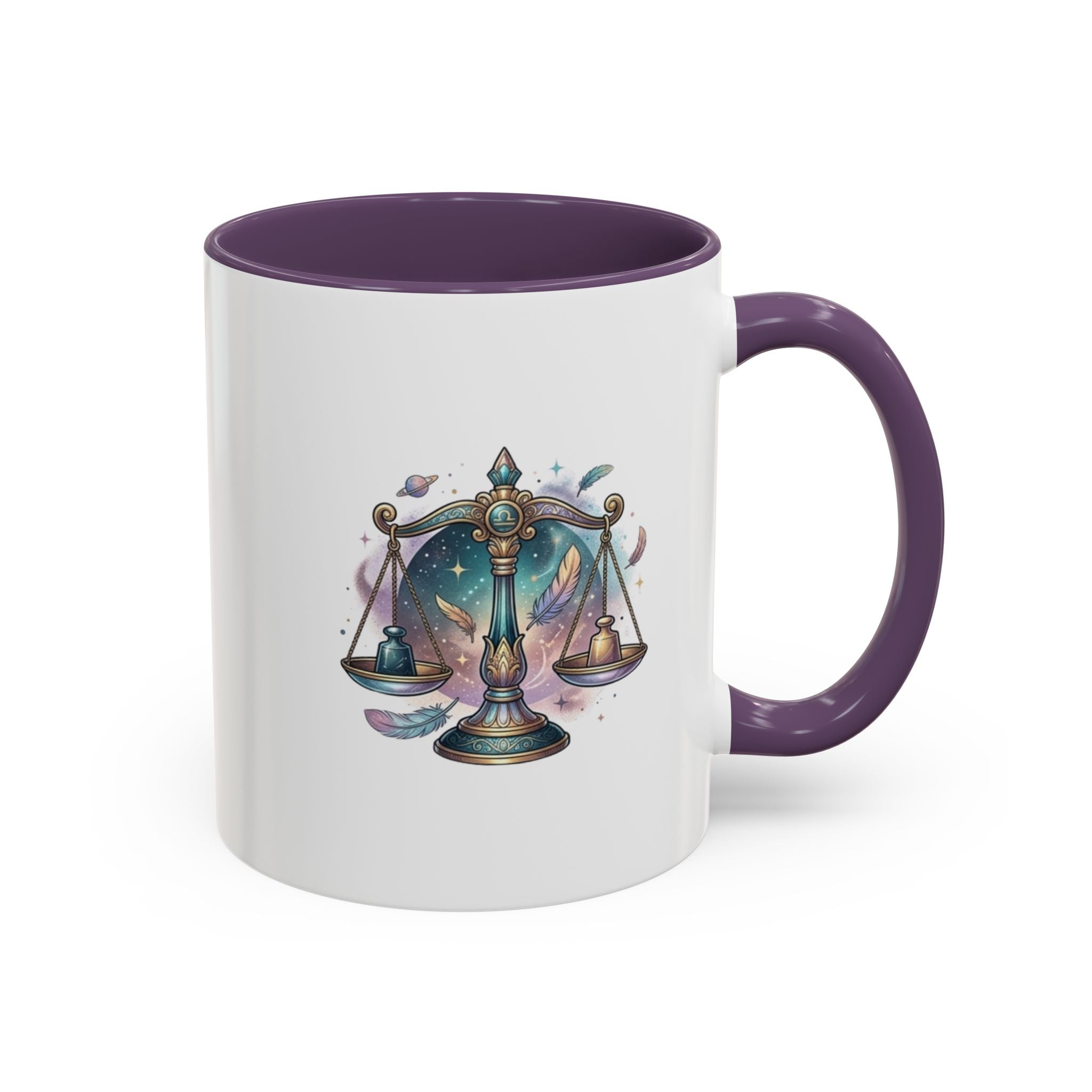 Libra Zodiac Scales Accent Coffee Mug — Astrology Constellation Gift