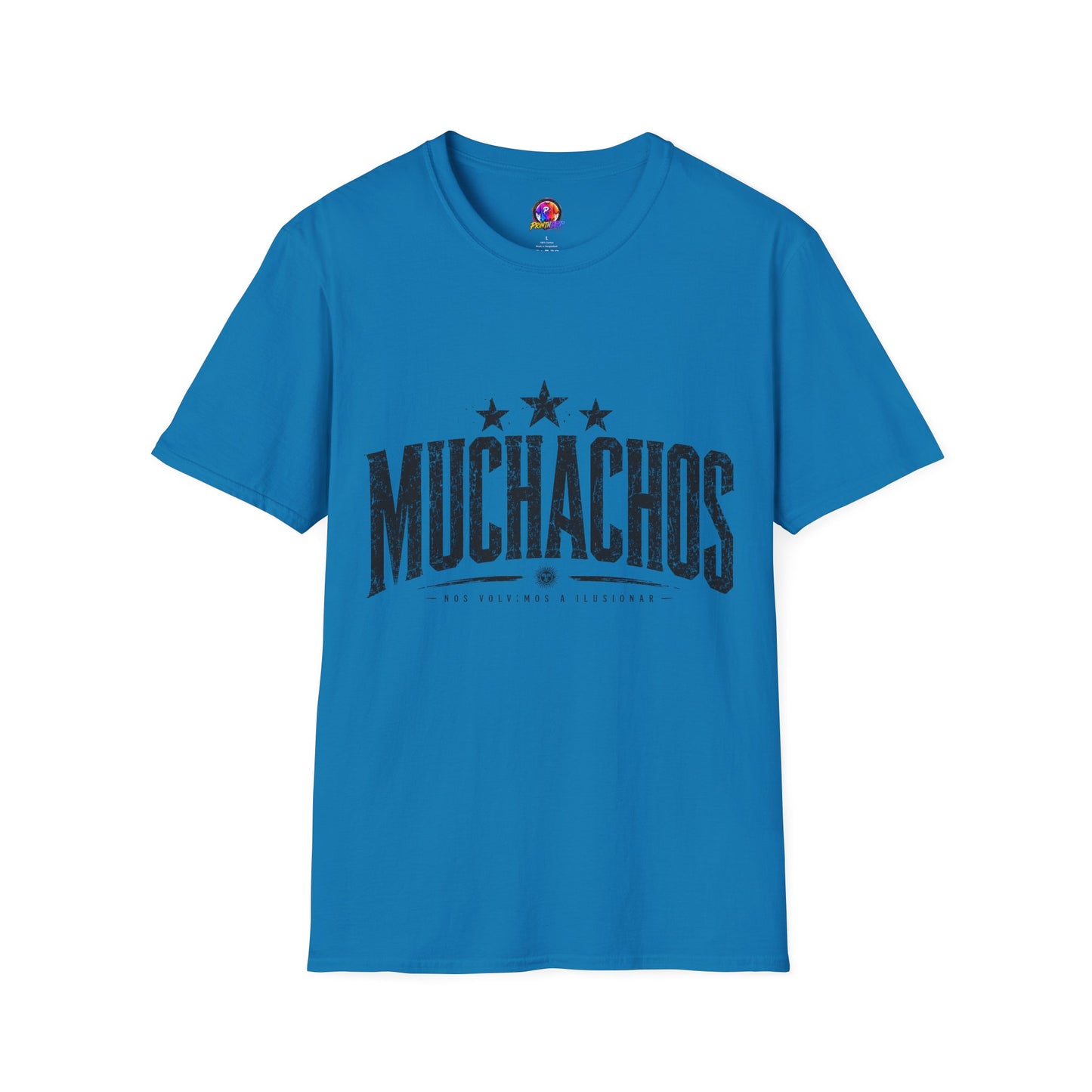 Muchachos Graphic T‑Shirt — Vintage Distressed Crew Tee - Argentina Song, slogan, favorite chant