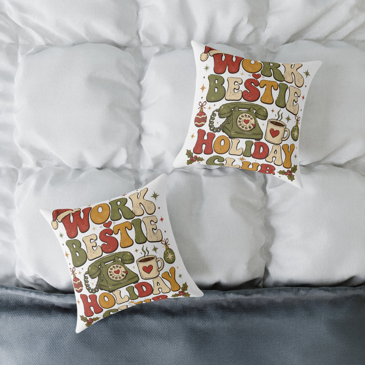 Modern Day Christmas Holiday 'Work Bestie' Decorative Throw Pillow