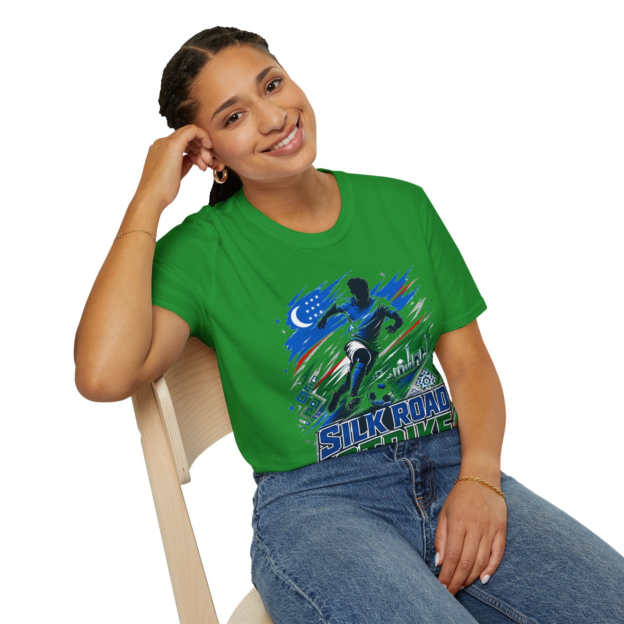 Silk Road Strike Soccer T-Shirt — Uzbekistan Football Graphic Tee