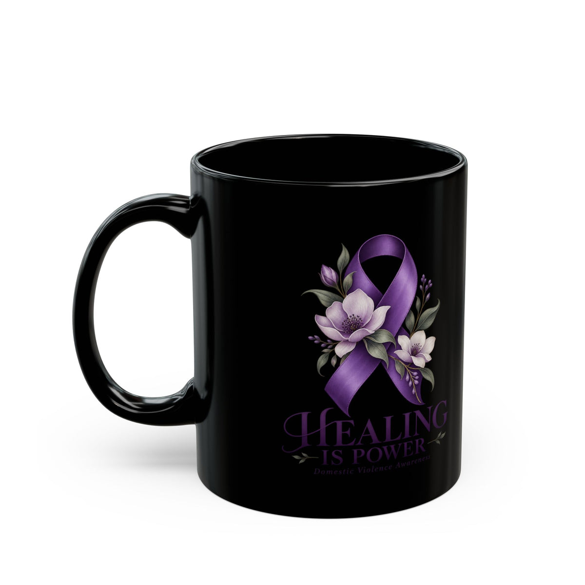 Healing Has Power Purple Ribbon Domestic Violence Awareness Mug