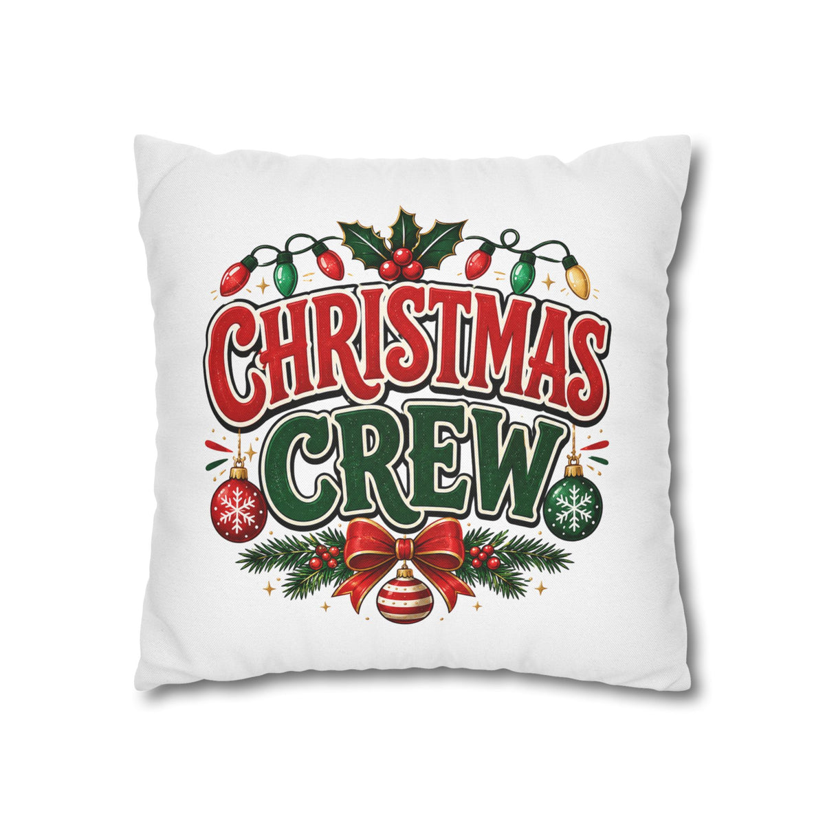 Christmas Crew Holiday Throw Pillowcase — Festive Decorative Cushion Cover